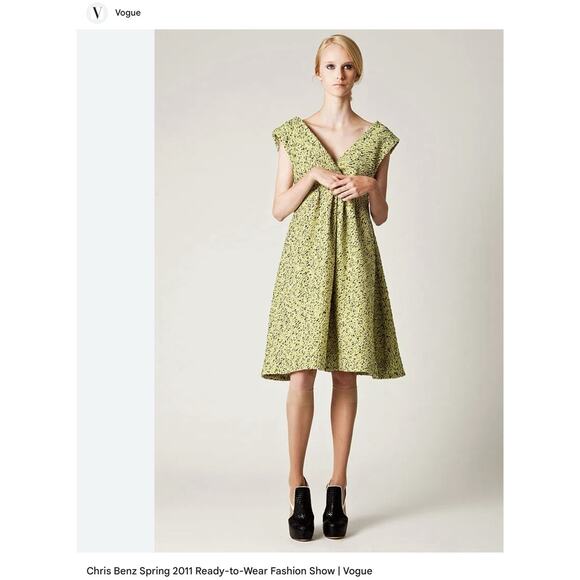 Chris Benz Rare Vogue Runway Dress - Size 4 Neon Green Tweed, USA Holiday Party - Picture 1 of 8